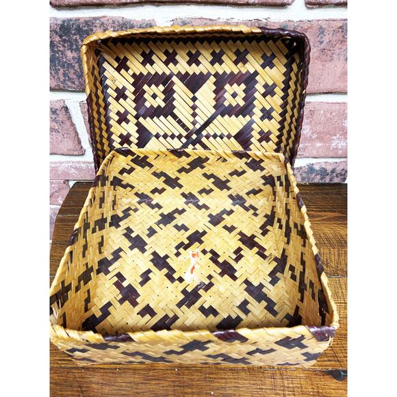 Vintage Star Design Wicker Covered Basket From Peoples Republic of China - Picture 4 of 7